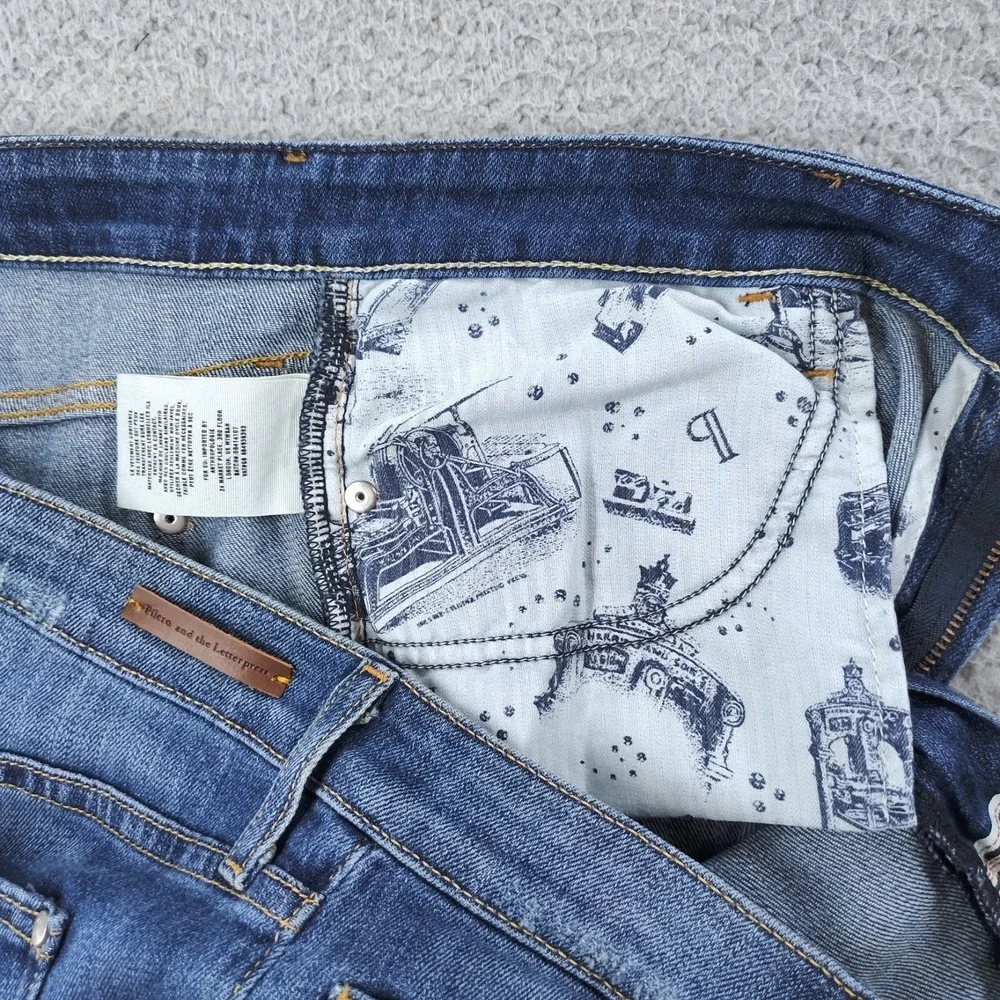Pilcro and the Letterpress Jeans Womens 29 Blue Hyphen Medium Wash Distressed